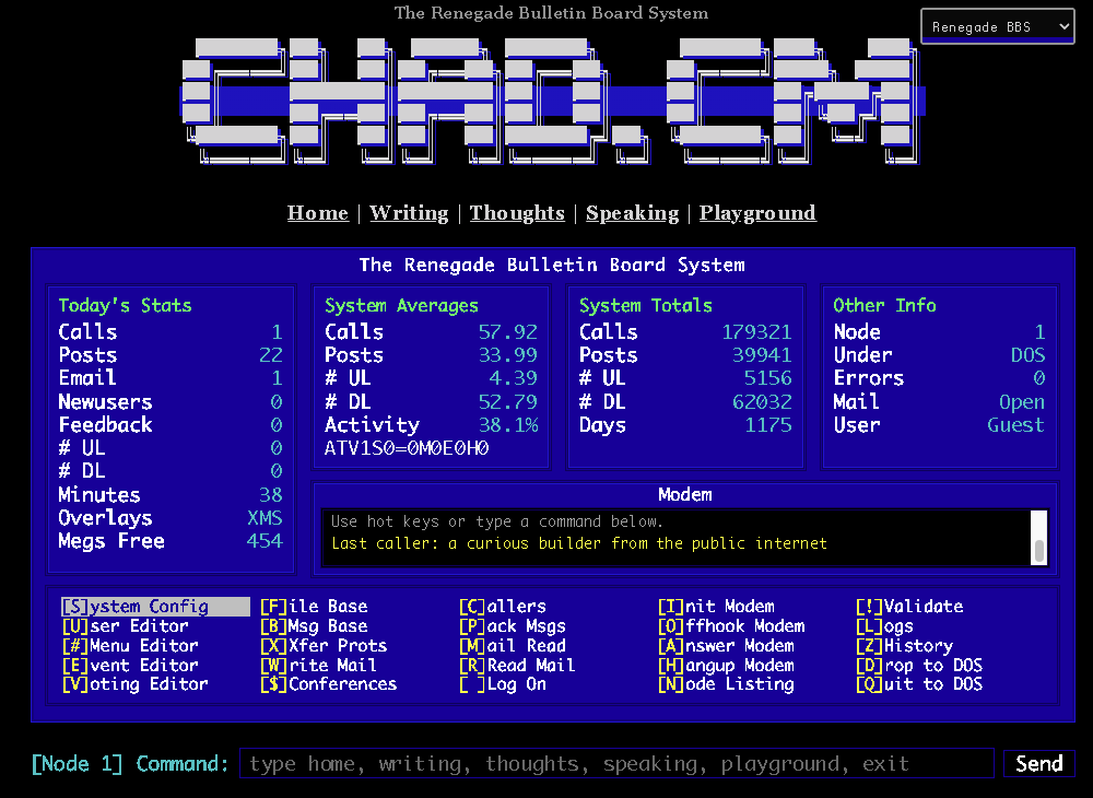 chad.cm homepage with the theme switcher open at the top