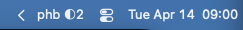 Menubar icon in the Mac top bar