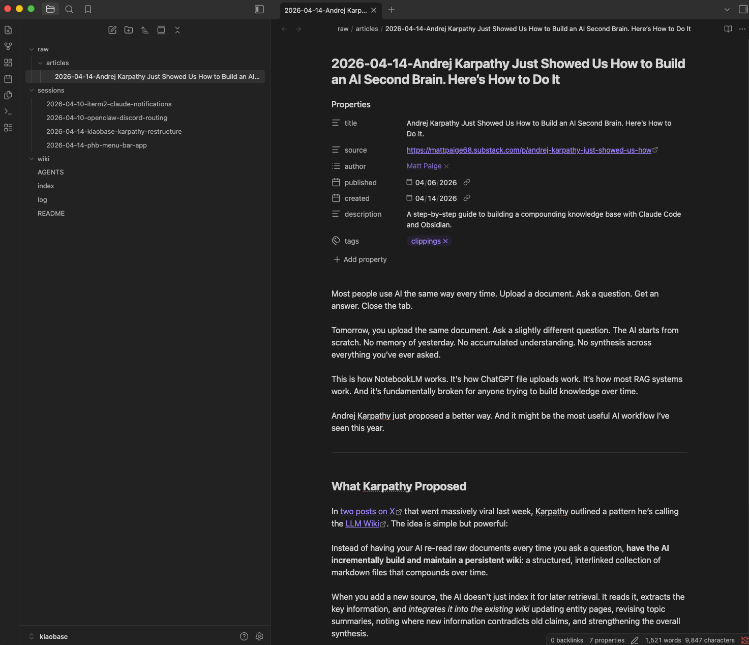 Obsidian vault structure