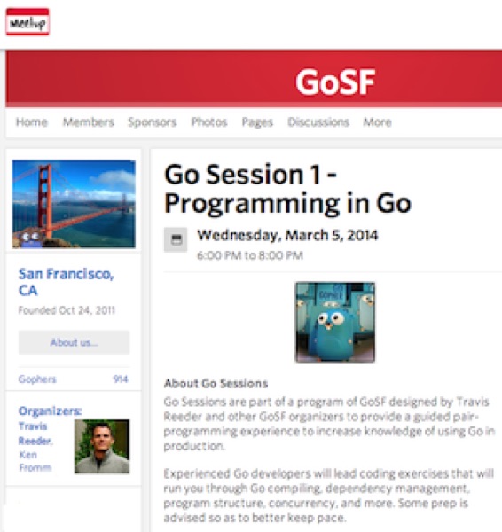 The Go Session 1 meetup page
