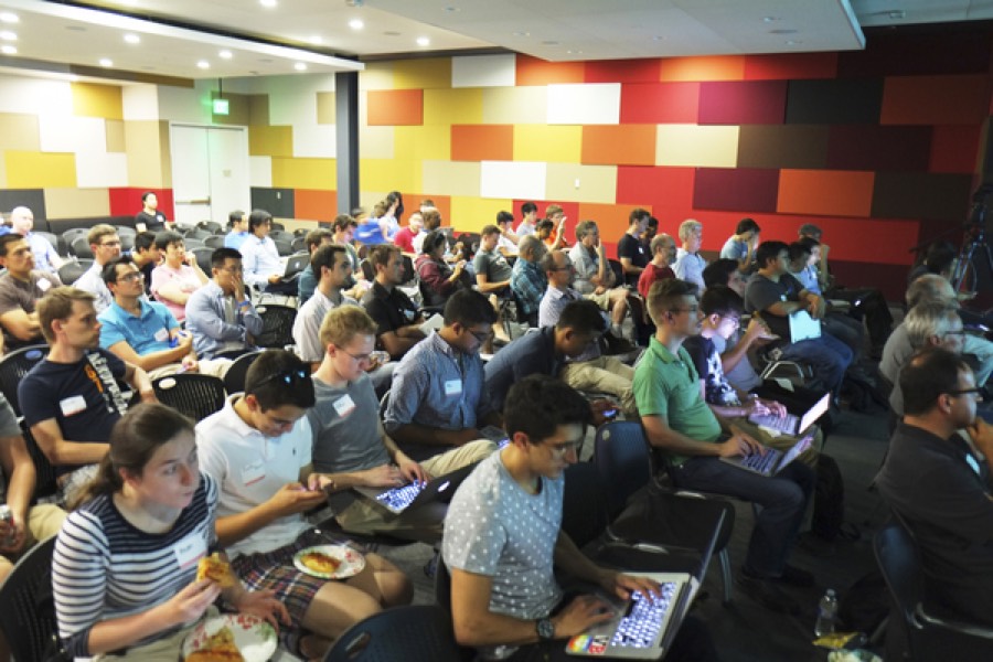 The GoSF crowd, laptops out