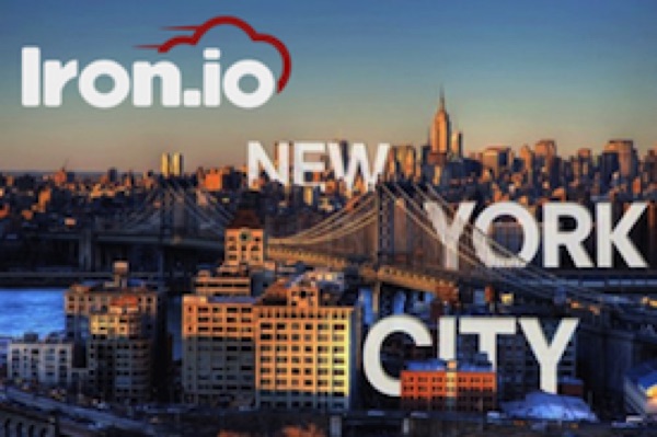 Iron.io NYC drinkup announcement art over the Manhattan skyline