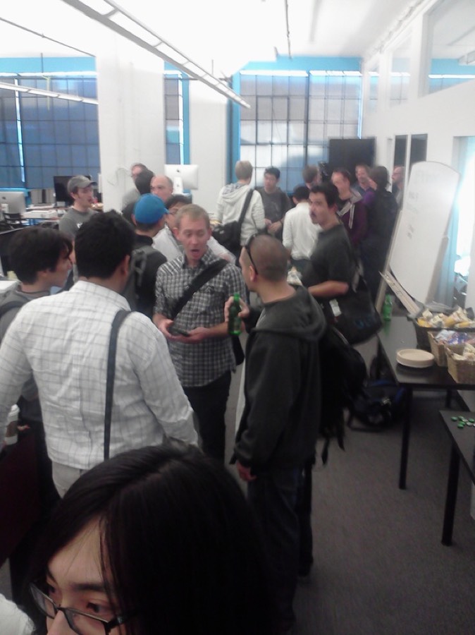 A crowded SFRails Protonight in an SF office