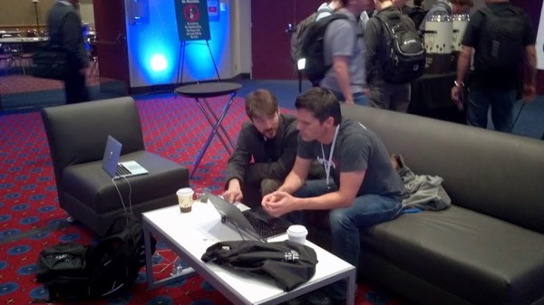 Travis with Docker's Solomon Hykes at OpenStack Summit 2013
