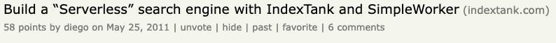 Hacker News post: Build a 'Serverless' search engine with IndexTank and SimpleWorker